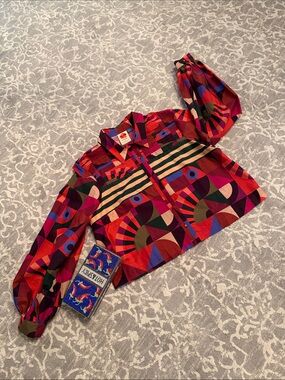 Vibrant Geometric Print Button-Up Shirt - Red Multi
